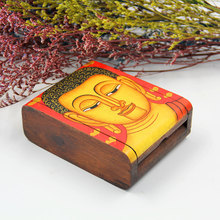 东南亚风格木首饰盒 彩绘佛面收纳盒 杂物整理盒 竖款圆边