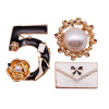 Retro brooch from pearl, clothing lapel pin, accessory, pin, set, wholesale, 3 piece set