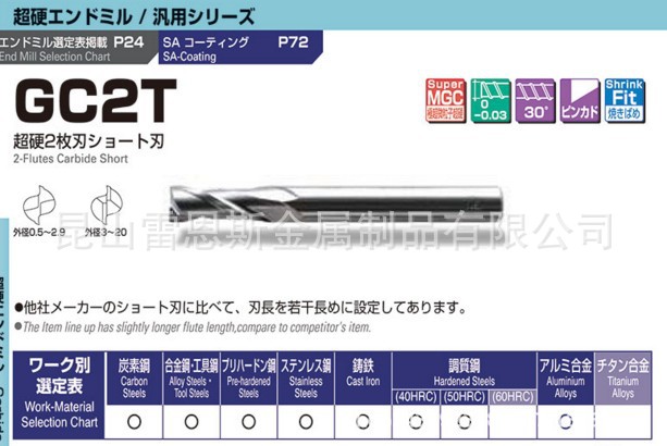 日本进口三兴(SANKO)GC2T系列超硬2刃短刃GC2T-2.5/GC2T-4