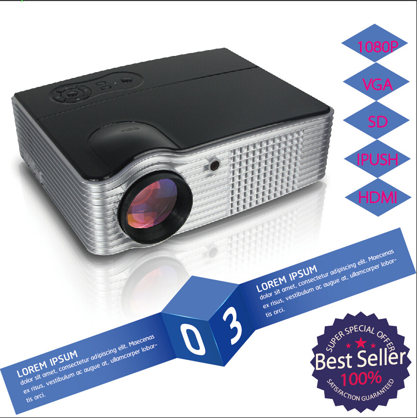 得普达家用高清1080p投影机家庭影院3D 便携 微型投影仪工厂批发