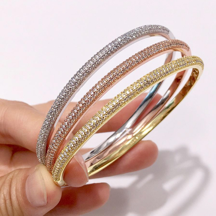 Zircon Studded Diamond Bracelet For Women Elegant Bangle Jewelry_voghion.com