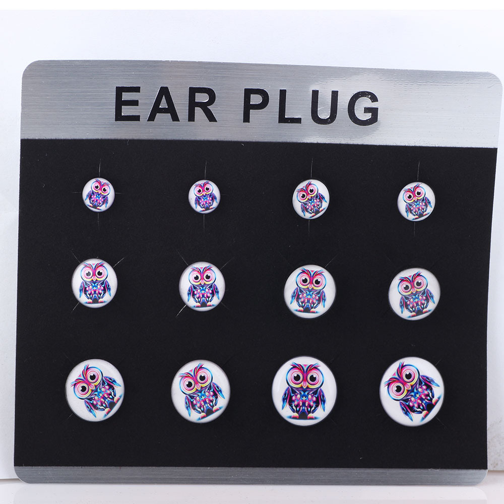 Trendy Punk Geometric Acrylic Ear Plug Tunnels - Dropping Oil Logo Cylindrical Pulley Ear Expansion Jewelry 8# detail image 10