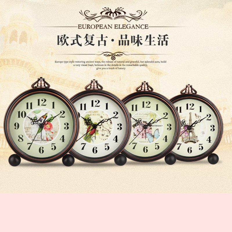 European Fashion Personalized Retro Alarm Clock Creative Bedside Fashion Silent Metal Alarm Clock Table Clock Student Alarm Clock