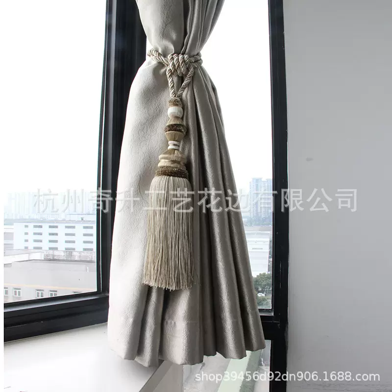 欧式窗帘挂球配件绑带高档吊球绑球客厅卧室窗帘扣流苏吊穗一对