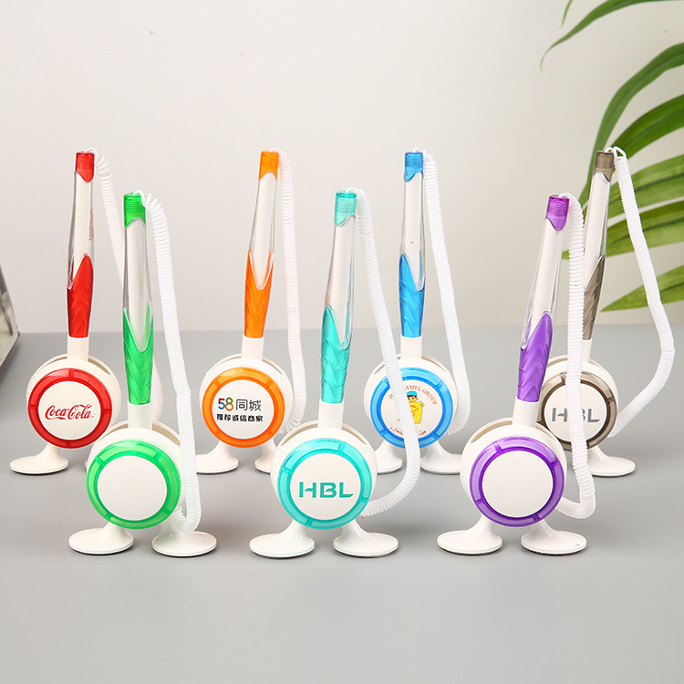 Adhesive Fixed Desk Pen, Signature Pen, Business Counter Creative Desk Pen, Gel Pen, Printed with Advertising Logo, Black Signature Pen