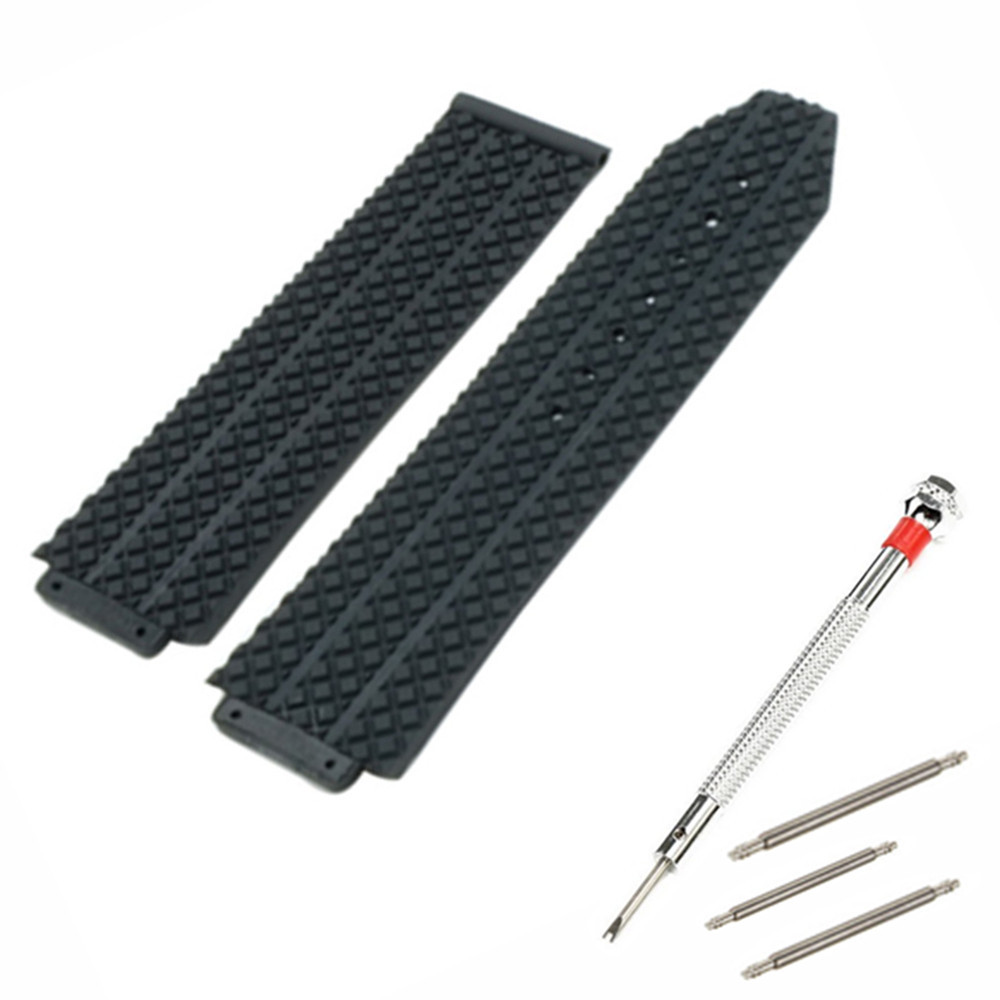 Correa de reloj de tela escocesa negra correa de reloj de textura negra de plástico de silicona