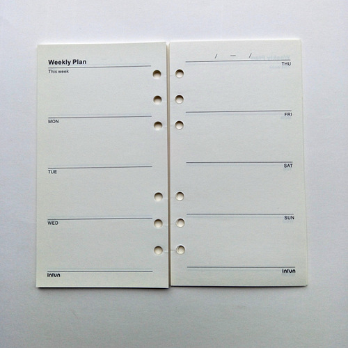 A5A6 six-hole loose-leaf notebook notebook with rice yellow Daolin paper inner core horizontal lines square month Sunday plan inner page