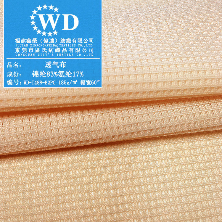 厂家直供 高弹力透气布 锦纶氨纶方形鸟眼网布 内衣面料运动布料