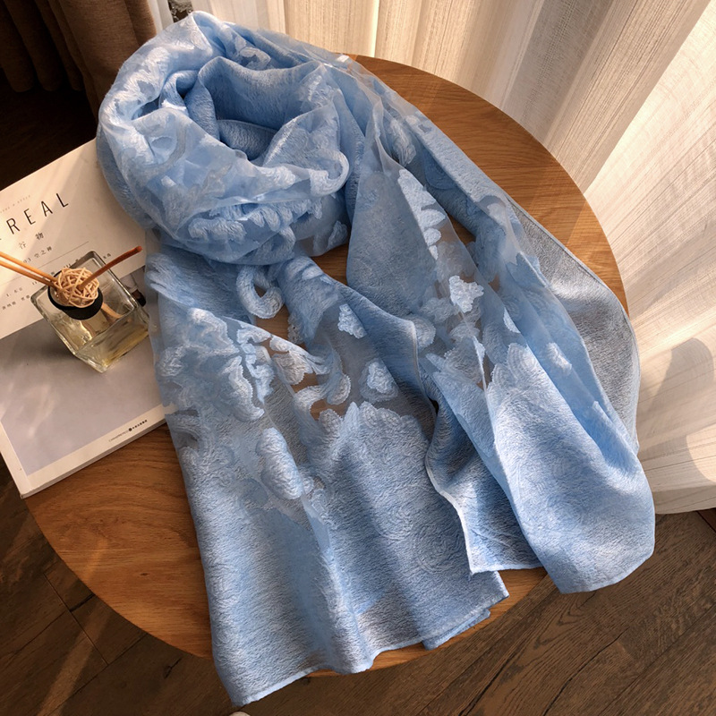 Winter, Summer, Spring Season Women's Elegant Solid Color Satin Silk Scarves