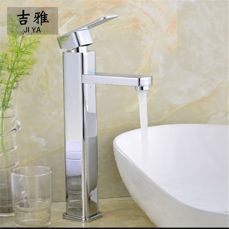 Grifo cuadrado caliente y frío solo agujero único mango lavabo grifo