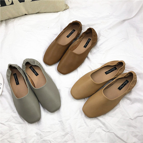 Grandma Shoes 2024 Spring and Autumn Flat Square Toe Loafers Two-Wear One-Piece Lazy Beanie Shoes Shallow Mouth Single Shoes for Women