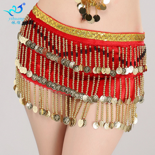 Red black Belly dance waist Skirt belly dance hip scarf for women girls belly dance waist chain tassel hip scarf performance for female