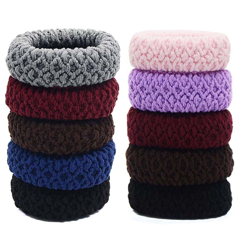 New Hairband for Tying up Hair Ornament Wholesale Pull Continuously High Elasticity Boutique Jacquard Leather Towel Wide Rubber Bands Hair Ring