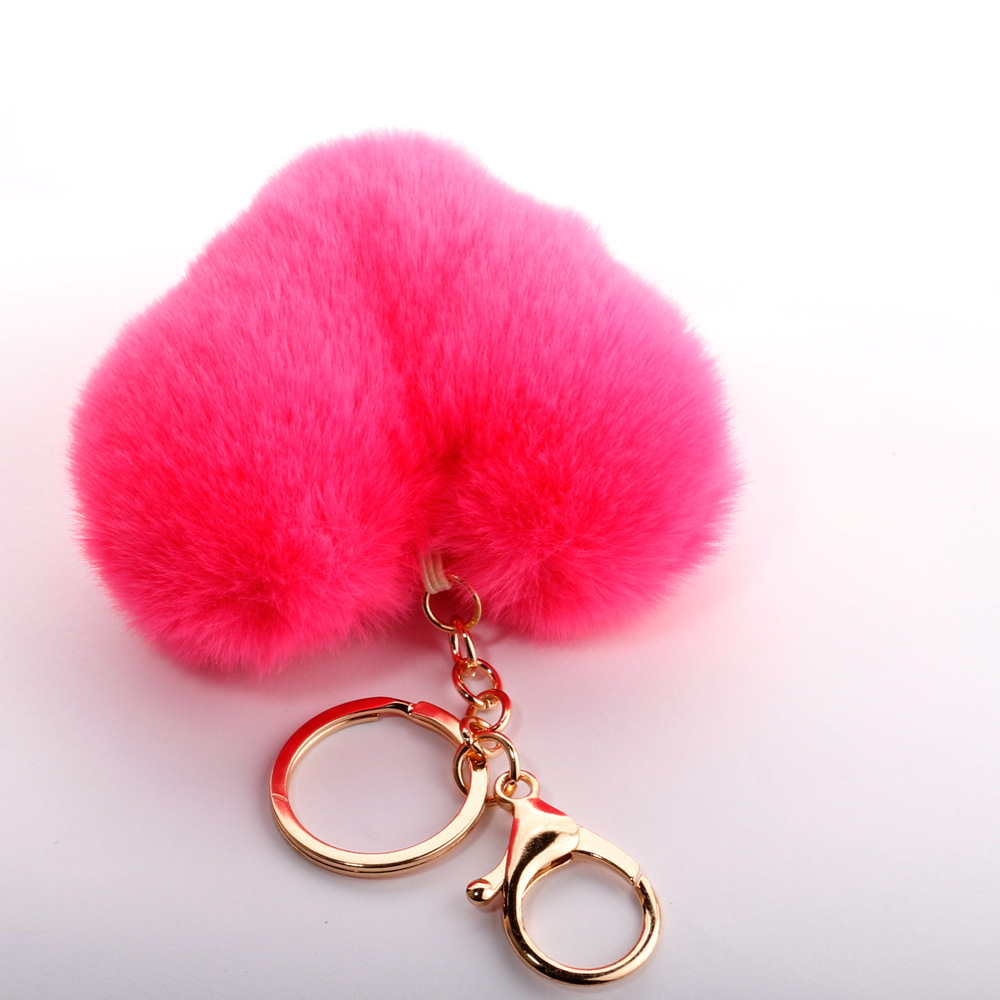 20g Weight Keychain Classification Plush, Metal Material Peach, Heart Pattern Unisex Gender Grey, Pink, Red, Green, Yellow, Black Color Peach Heart Keychain Plush Metal Unisex Keychain 9