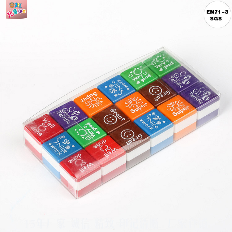 Fábrica al por mayor Mahjong cuadrado juguete sello plástico niños recompensa claro sello suministros