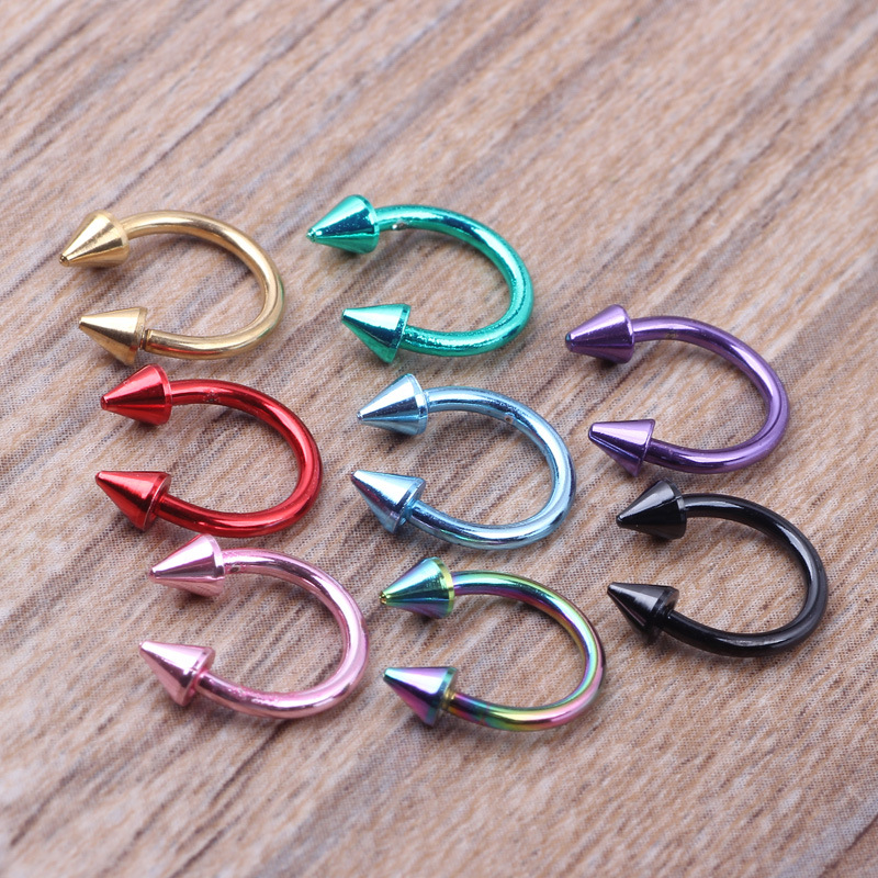 8 Mixed Color Stainless Steel Nose Ring Nose Nail Set - 8pcs Body Piercing Jewelry detail image 11