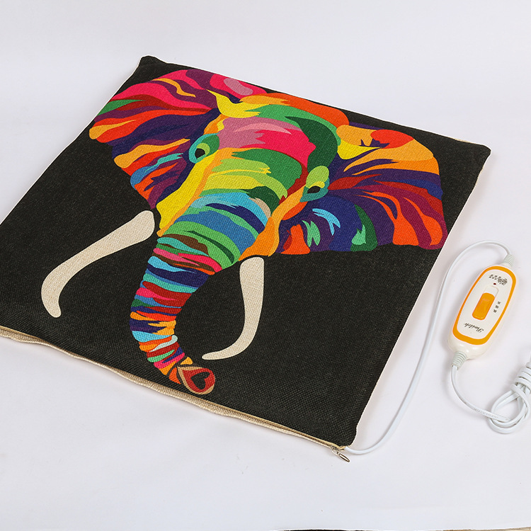 可拆洗亚麻电热坐垫办公室加热椅垫保暖小电热毯冬季取暖脚垫座垫