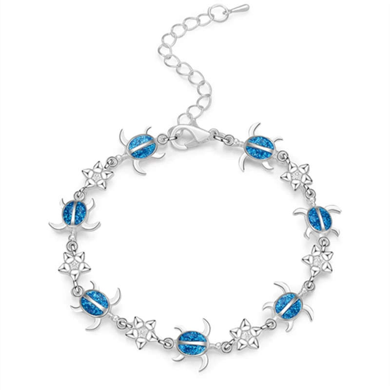 Желаю AliExpress 2018 новый браслет из черепахи с опалом женский инкрустированный опаловым серебряный браслет