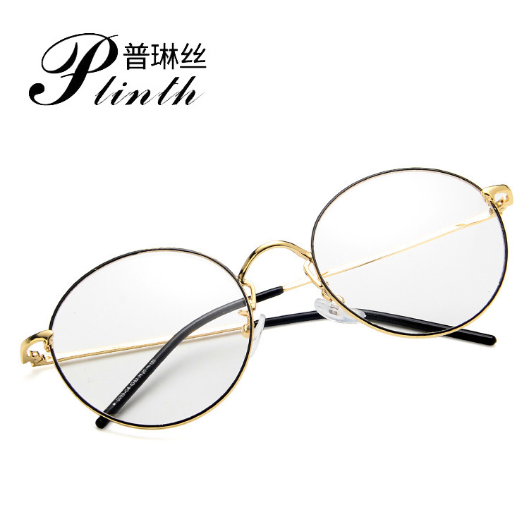 Retro Round Ultra-light Glasses Frame Metal Korean Fashionable Flat Glasses Artistic Glasses Frame Kick-off