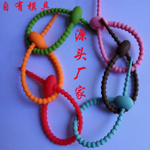 Factory Wholesale Multifunctional Data Bundle Line Belt Reusable Telescopic Card Head Design Silicone Colorful Zip Ties 