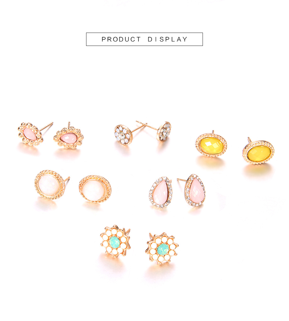 Nihaojewelry Simple Water Drop Rhinestone Flower Earring Multi-piece Set Wholesale Jewelry display picture 3