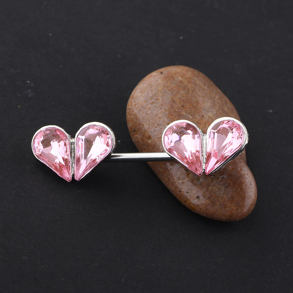 Pink Heart-Shaped Stainless Steel Earring Stud for Women - Allergic-Safe Body Piercing Jewelry detail image 9
