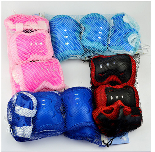 Children's thickened knee pads and elbow pads, a complete set of scooter protective gear, skates and roller skating 6-piece set