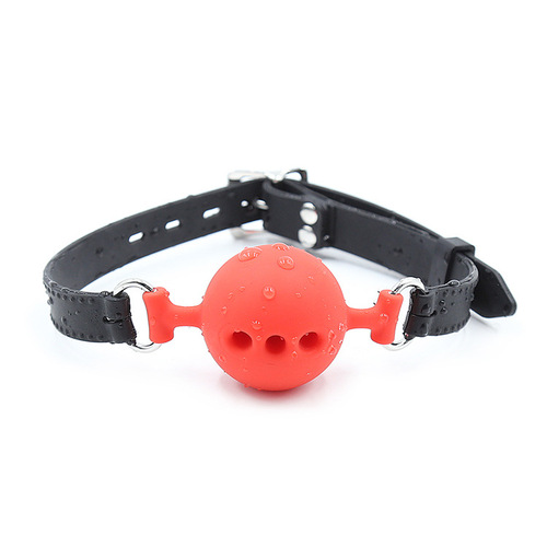 SM fun training supplies for adults, silicone mouth ball, drooling ball gag, locking small three-hole ball gag