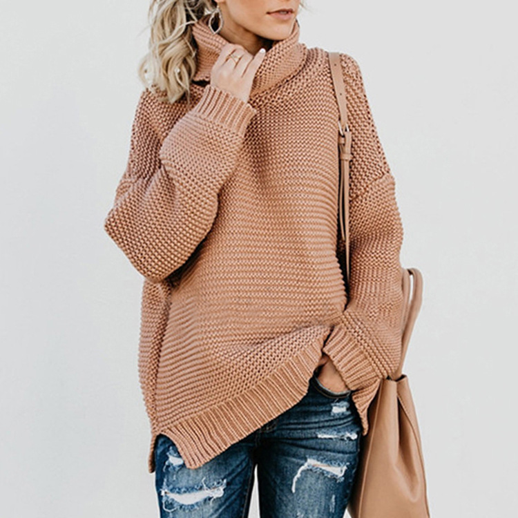 Suéter de punto para mujer, estilo europeo y americano, novedad otoño-invierno 2026, tejido grueso, manga larga, cuello alto, éxito de ventas en Amazon. image 7