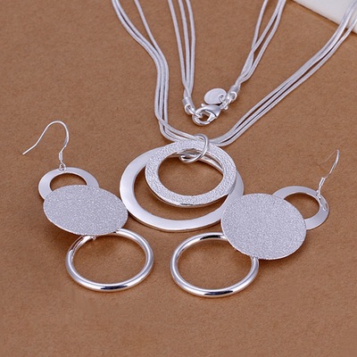 Two piece set Korean Edition fashion Simplicity Necklace Earrings Kit 925 Silver Jewelry jewelry suit