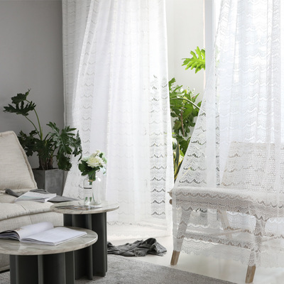 new pattern Warp Jacquard weave Hollow Window screening white Lace Translucency ventilation Curtain yarn finished product customized Cross border Specifically for