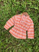 外贸原单女童衬衣 2018新款格子衬衣 可挽袖 多种穿法 收腰款
