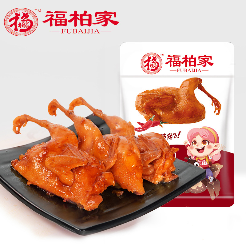 厂家批发福柏家香辣鹌鹑江南特产休闲卤味零食小吃独立真空小包装|ru