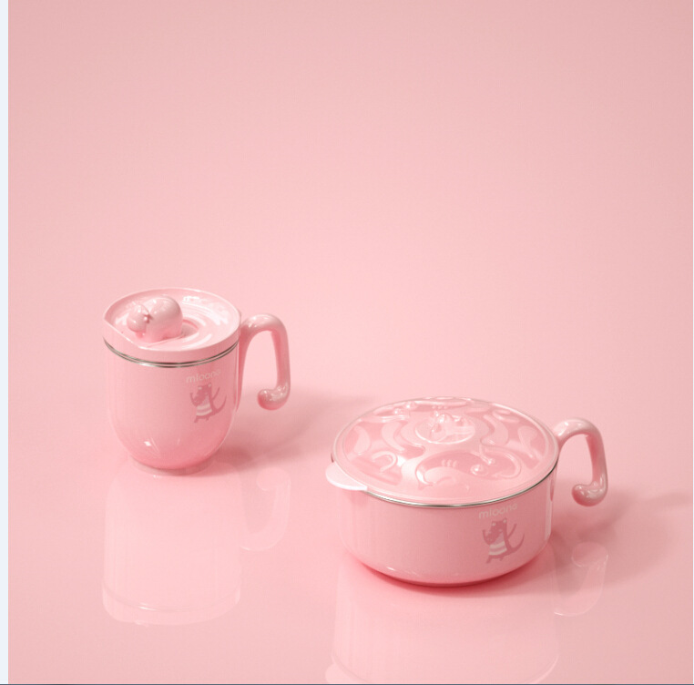 曼龙 儿童餐具套装二件套(牛奶杯+哺食碗)|ru