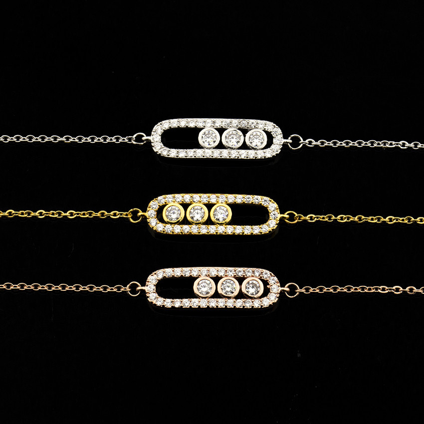 Rose Gold Bracelet Geometric Shape Three Flash Diamond Stainless Steel Bracelet display picture 2