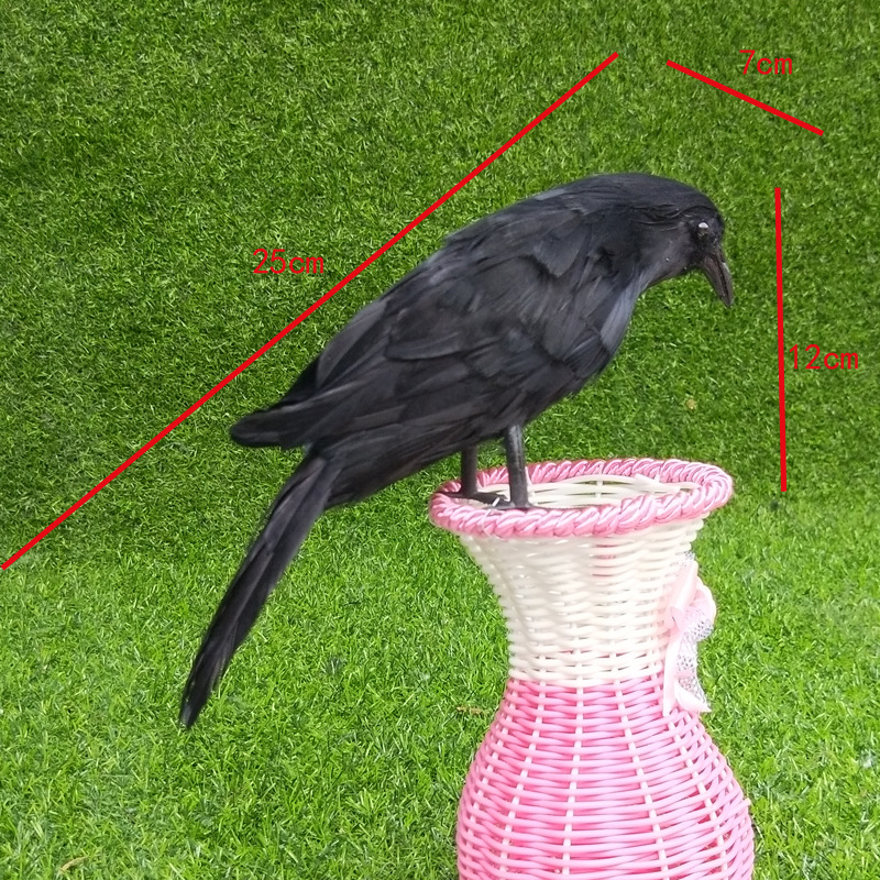 25cm Halloween Artificial Crow Black Bird Raven Prop Scary Decoration