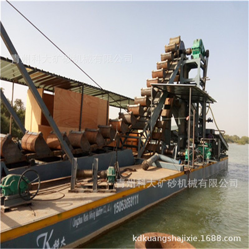 大型水上开采砂金设备 溜槽选金子船 巴马科淘金船