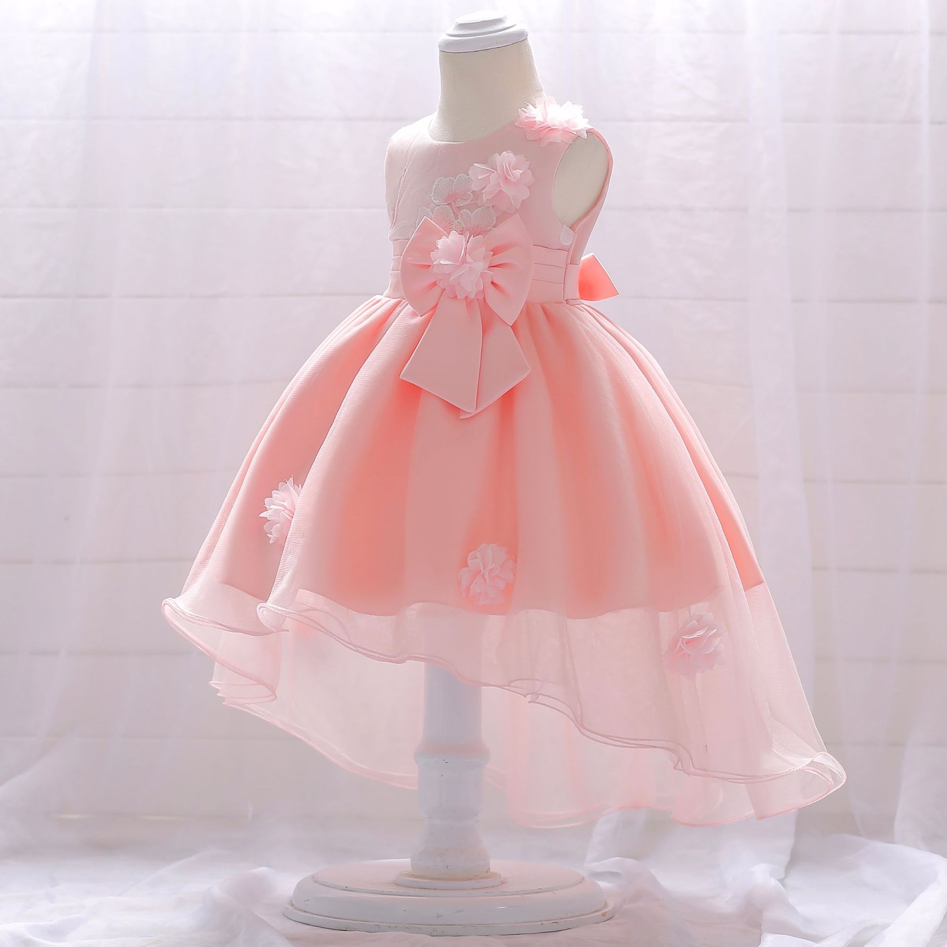 2024 new 0-3 year old baby tail one year old dress embroidered baby dress handmade three-dimensional flower dovetail skirt