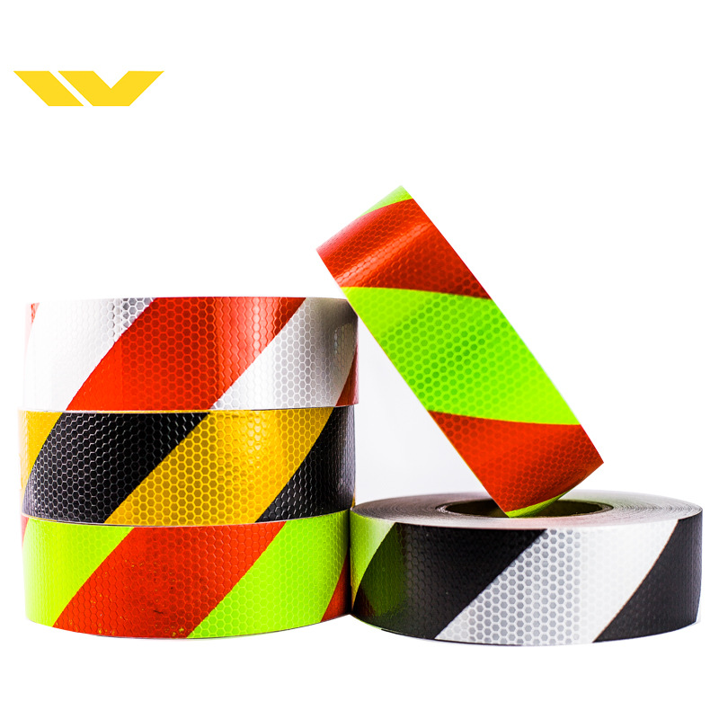 定制箭头导向双色斜纹车身反光警示标识单色分切晶彩格广告反光膜