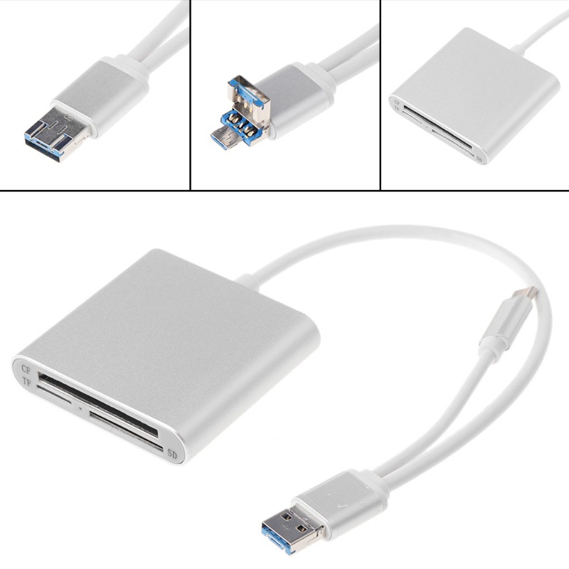 USB 3.0读卡器+TYPE C+MICRO USB三合一CF/SD/TF CARD READER