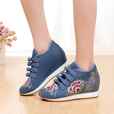 casual old beijing embroidered shoes for women girls embroidered chinese folk dance shoes with flat national wind square students for women shoes