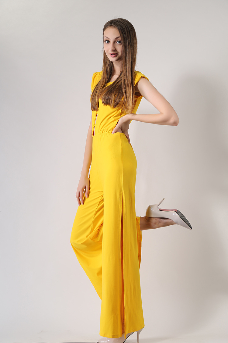 Sexy Strapless Crop Top and Side Slit Jumpsuit Set Casual Style Comfortable Fit Perfect for Summer Wholesale Available