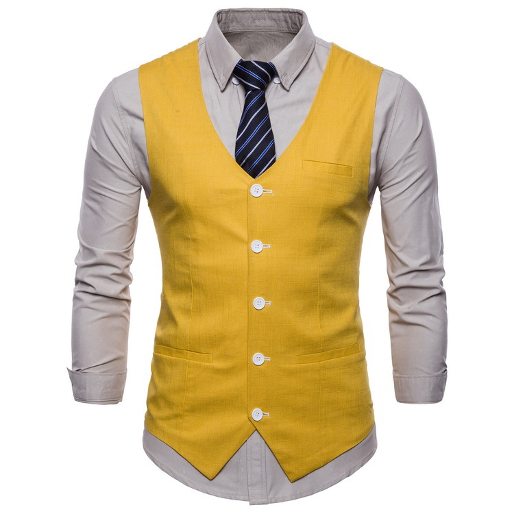 Spring and autumn new foreign trade men's solid single breasted casual vest candy suit vest vest large coat