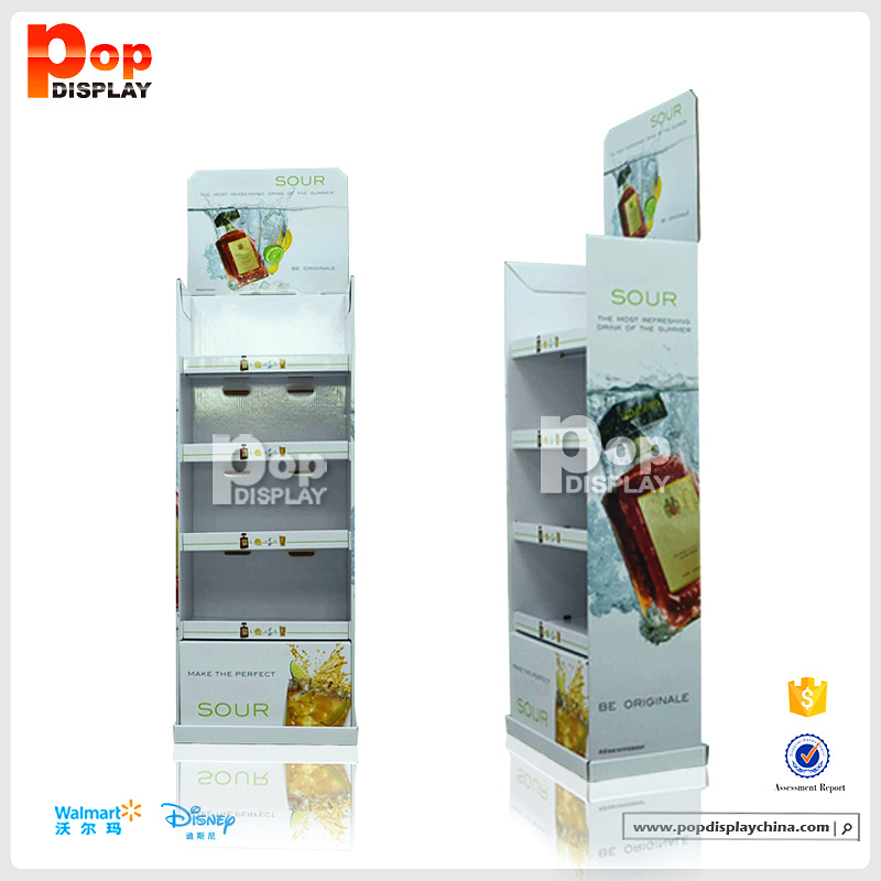 洋酒红酒纸货架 广告架纸展示架饮料PAQ65*34*1730cm厂家设计生产