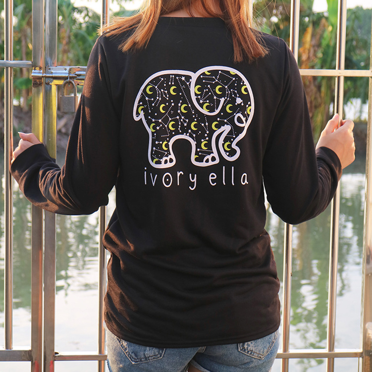 Couples Long Sleeve T Shirt Cute Cartoon Elephant Print Plus Size Womens Casual Top Wholesale Available
