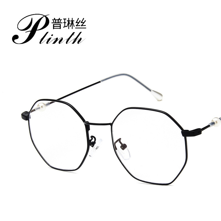 Korean Style Retro Square Glasses Frame 1827 Polygon Irregular Flat Glasses Fashion Pearl Leg Glasses Frame
