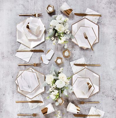 烫金欧美风格派对烫金儿童生日Party装饰 纸巾纸杯纸盘纸碟纸桌布|ru