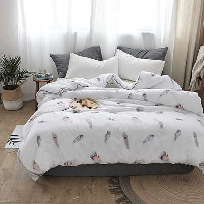 2018秋冬新款冬被全棉被面内胆整张羽丝绒被芯保暖被子一件代发|ms