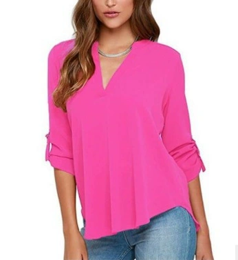 Long-sleeve, shirt, 2018, plus size, V-neckline, oversize