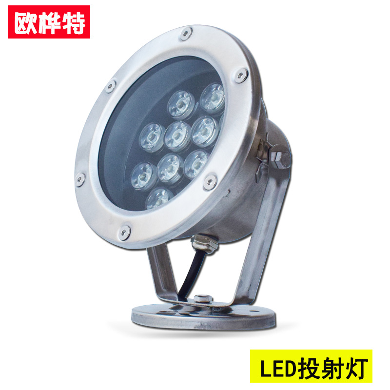 跨境LED不锈钢水底灯灌胶防水12W喷泉灯rgb七彩9W水下灯生产厂家